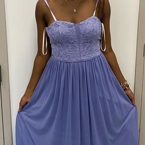 Semi - Formal Lavender Long Lace Dress